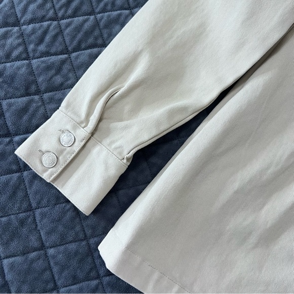 Naked Wardrobe Denim Jean Jacket Women’s Large Cream Beige Cargo Button Up - Picture 9 of 9